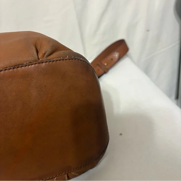 Cole Haan brown leather top handle tote with adj  shoulder strap and buckle - Picture 6 of 10